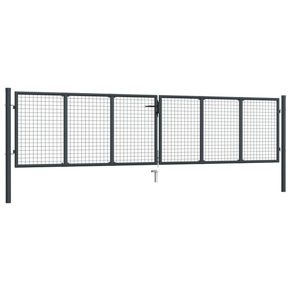 vidaXL Mesh Garden Gate Galvanised Steel 400x100 cm Grey
