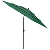 vidaXL 3-Tier Garden Parasol with Aluminium Pole Green 3 m