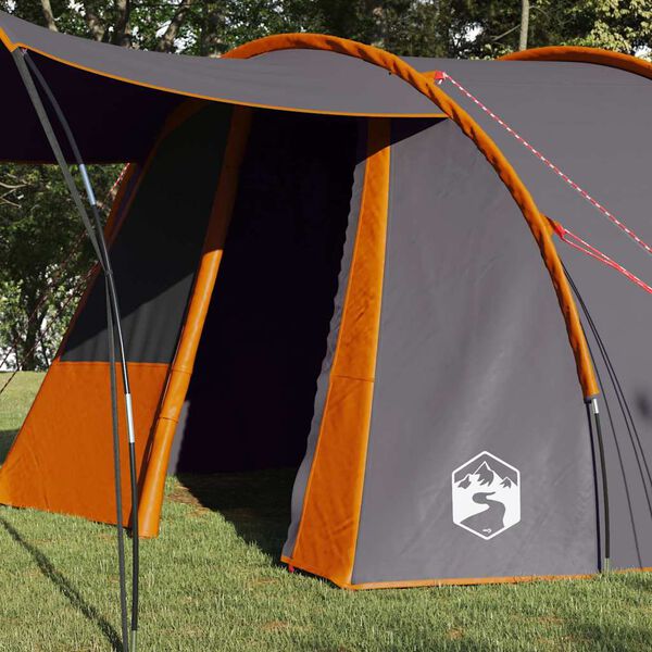vidaXL Tunnel Tent with Roof Grey and Orange 740 x 370 x 220 cm