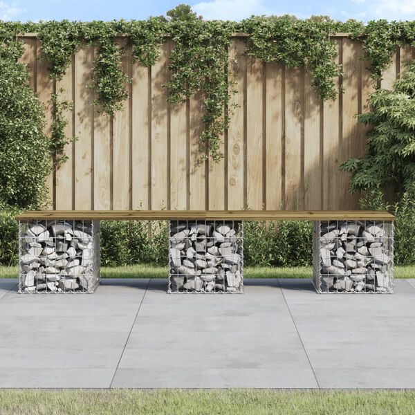 vidaXL Garden Bench Gabion Design 203x31x42 cm Impregnated Wood Pine