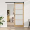 vidaXL Sliding Door Natural 83 x 232 cm Solid Pine Wood and Glass