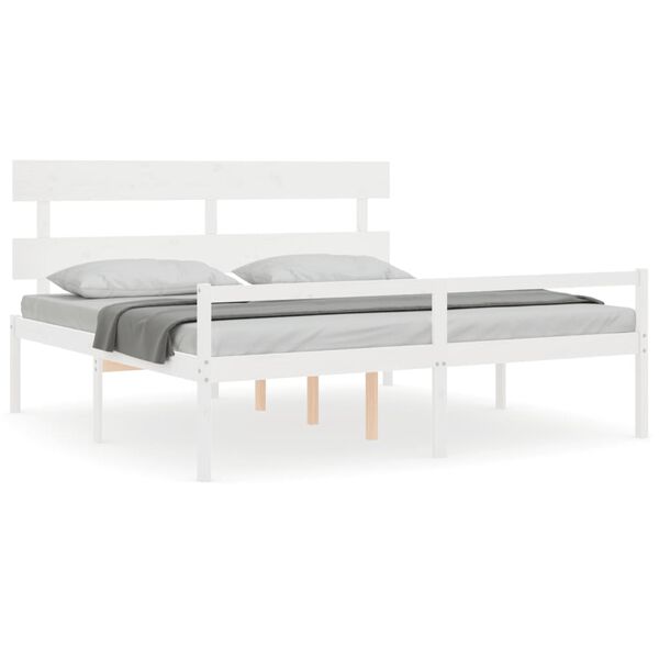 vidaXL Senior Bed without Mattress White Super King Size Solid Wood