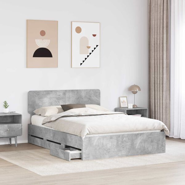 vidaXL Bed Frame Concrete Grey 160 x 200 cm Engineered Wood