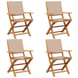 vidaXL Folding Garden Chairs 4 pcs Taupe Fabric and Solid Wood