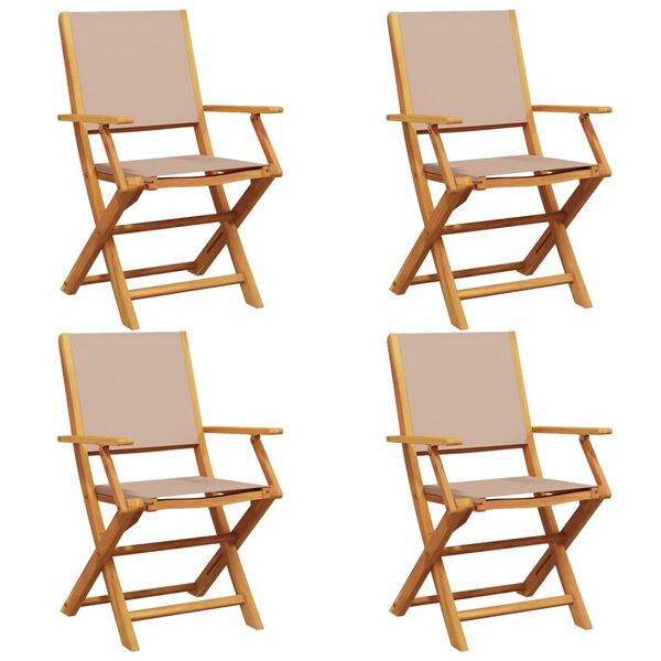 vidaXL Folding Garden Chairs 4 pcs Taupe Fabric and Solid Wood