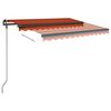 vidaXL Manual Retractable Awning with LED 3x2.5 m Orange and Brown