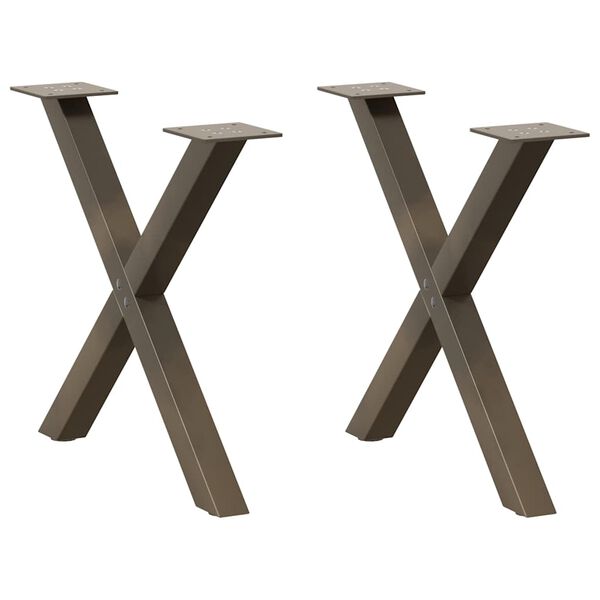 vidaXL Coffee Table Legs X-Shaped 2 pcs Natural Steel 50x(42-43) cm Steel
