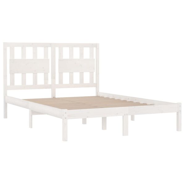 vidaXL Bed Frame without Mattress White Solid Wood 140x200 cm (810018+818571)