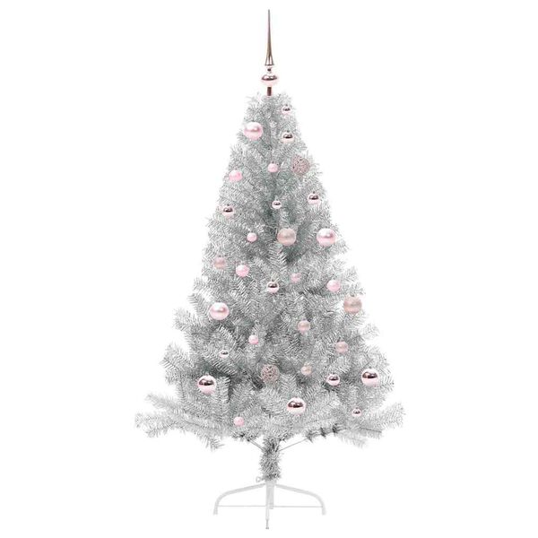 vidaXL Artificial Pre-lit Christmas Tree Silver 150 cm PET