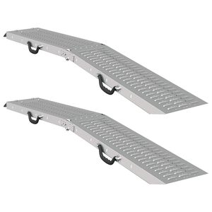 vidaXL Loading Ramp 2 pcs Silver 166 x 22.5 x 4.5 cm Galvanised Steel