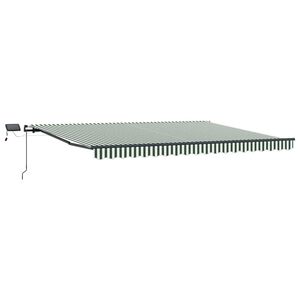 vidaXL Retractable Awning Green and White 400 x 300 cm