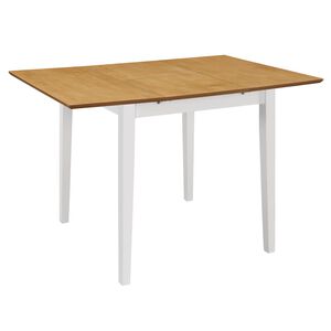 vidaXL Dining Table | White and brown | Solid rubber wood and MDF | 80-120cm