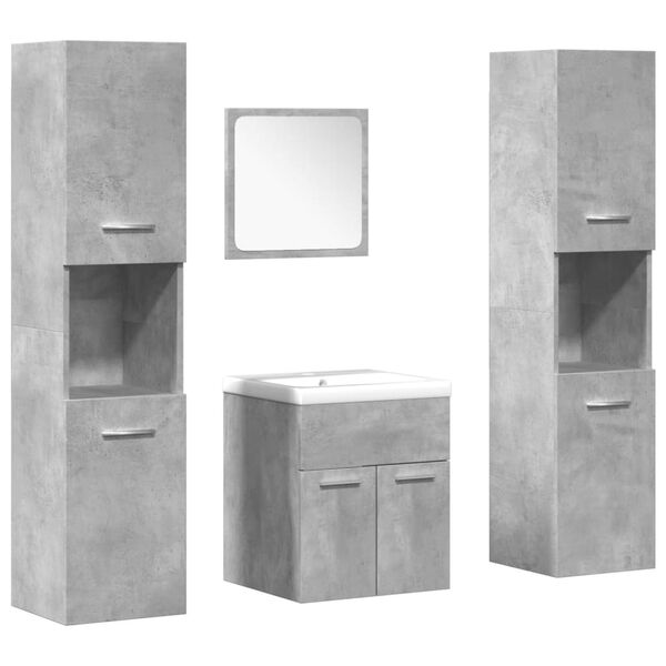 vidaXL 5 Piece Bathroom Furniture Set Concrete Grey Engineered Wood