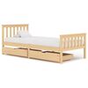 vidaXL Bed Frame without Mattress with 2 Drawers Solid Wood 100x200 cm