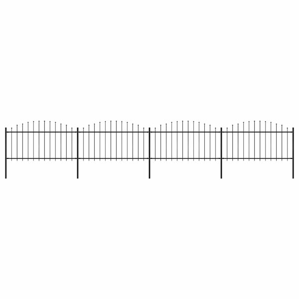 vidaXL Garden Fence with Spear Top Steel 714.5x150 cm Black