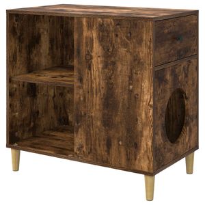 vidaXL Cat House Smoked Oak 72 x 42.5 x 70 cm Engineered Wood