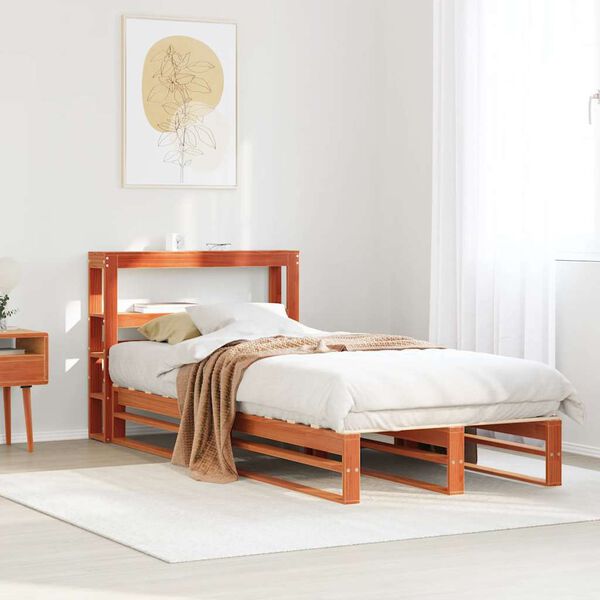 vidaXL Bed Frame without Mattress Wax Brown 75x190 cm Small Single Solid Wood Pine