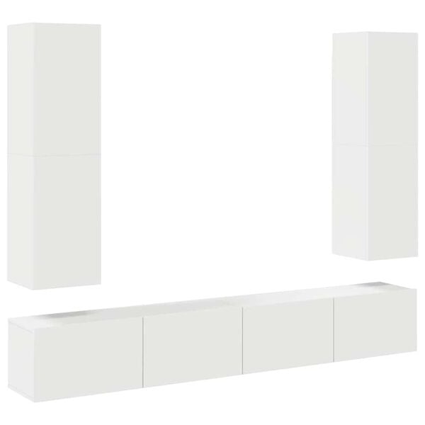 vidaXL 4 Piece TV Cabinet Set White Engineered Wood