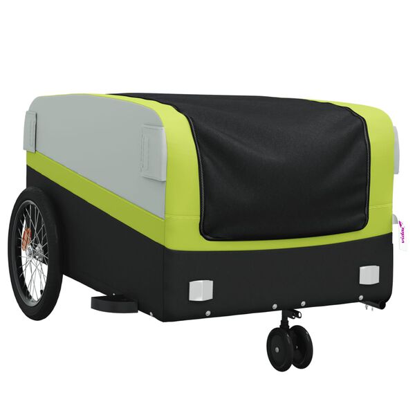 vidaXL Bike Trailer Black and Green 45 kg Iron