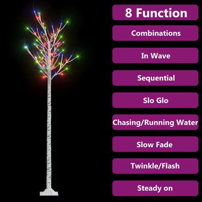 vidaXL Christmas Tree 200 LEDs 2.2m Colourful Willow Indoor Outdoor