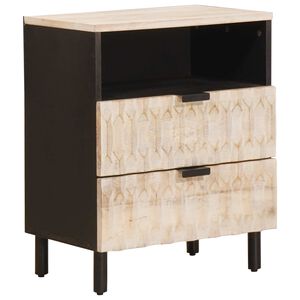 vidaXL Bedside Cabinet White 50 x 33 x 60 cm Solid Mango Wood
