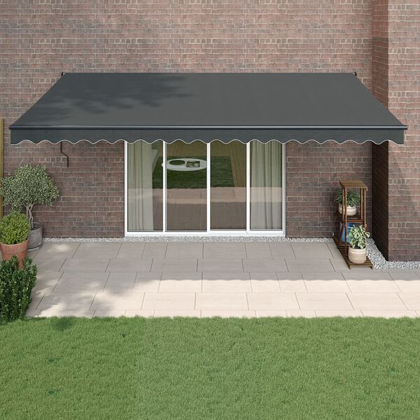 vidaXL Retractable Awning Anthracite 5x3 m Fabric and Aluminium