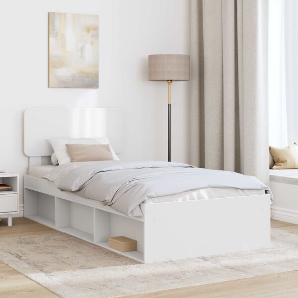 vidaXL Bed Frame with Headboard White 75 x 190 cm Solid Pine Wood