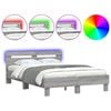 vidaXL Bed Frame with LED without Mattress Grey Sonoma 120x190 cm