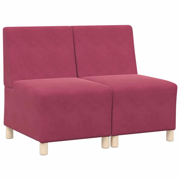 vidaXL Modular Sofa Unit Armless 2 pcs Wine Red 55 x 74 x 82 cm Velvet