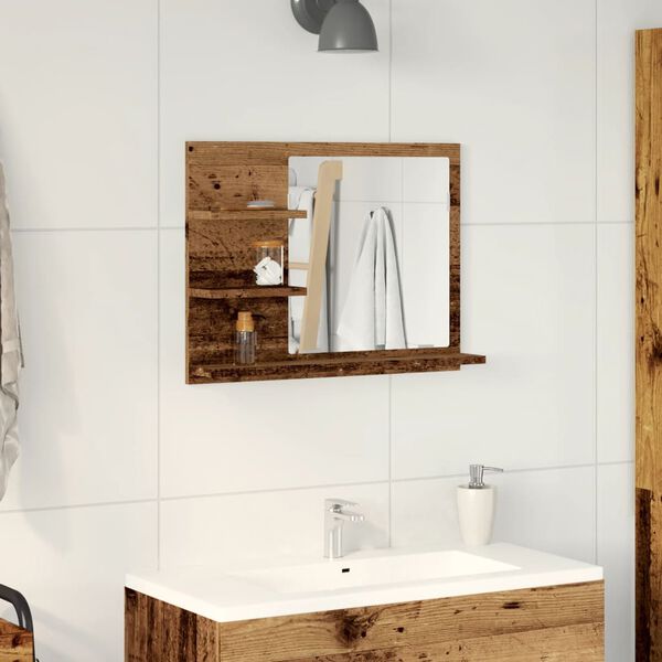 vidaXL Bathroom Mirror Cabinet Old Wood 60x10.5x45 cm