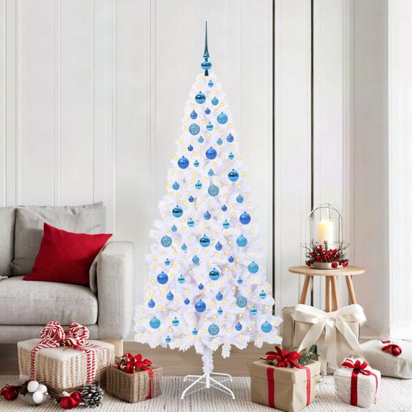 vidaXL Artificial Christmas Tree with Stand White 180 cm PVC and Steel