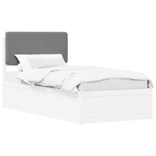 vidaXL Bed Frame with Upholstered Headboard Light Grey 90 x 200 cm