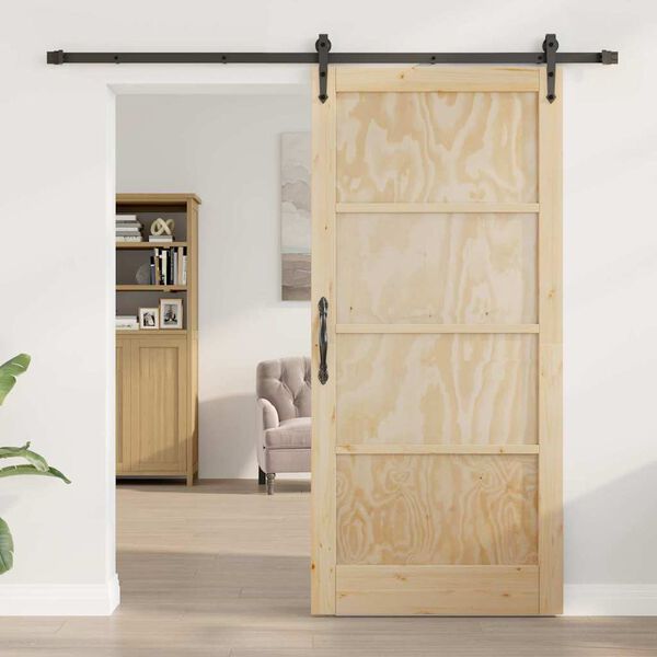 vidaXL Sliding Door ORKDAL Brown 93 x 202 cm Solid Pine Wood
