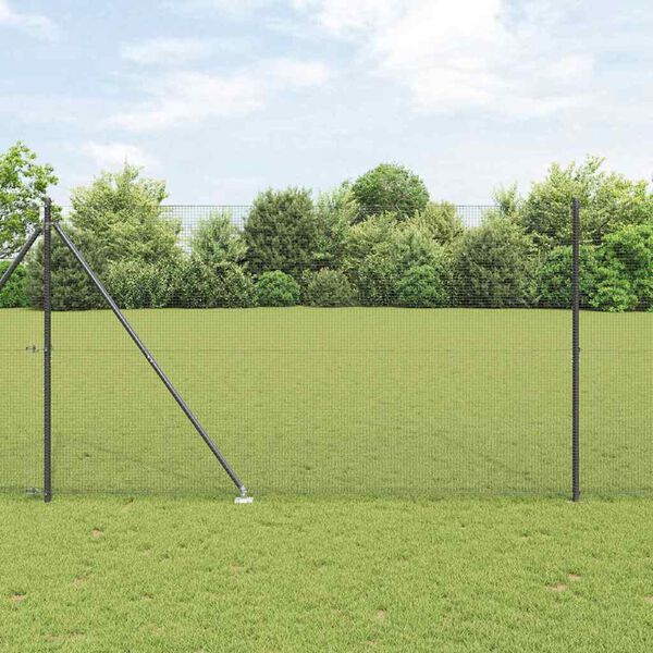 vidaXL Fence Post Grey 10 x 1.5 m (16 x 16 mm mesh) Steel and PVC
