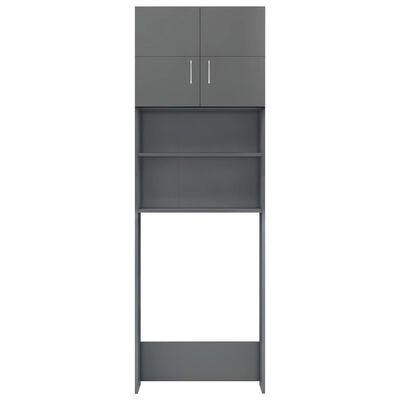 vidaXL Washing Machine Cabinet High Gloss Grey 64x25.5x190 cm Engineered Wood