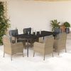 vidaXL 7 Piece Garden Dining Set with Cushions Beige Poly Rattan