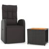 vidaXL 2 Piece Garden Lounge Set Black Poly Rattan&Solid Wood Acacia