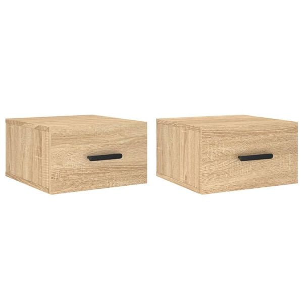 vidaXL Wall-mounted Bedside Cabinets 2 pcs Sonoma Oak 35x35x20 cm
