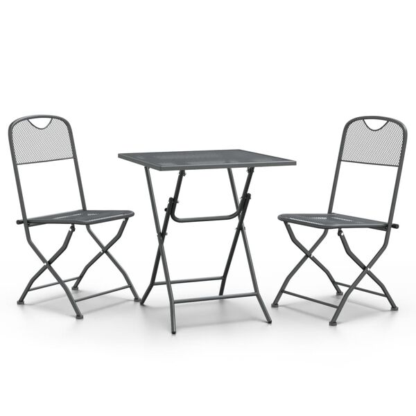 vidaXL 3 Piece Garden Dining Set Expanded Metal Mesh Anthracite