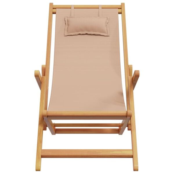 vidaXL Folding Beach Chairs 2 pcs Taupe Fabric and Solid Wood