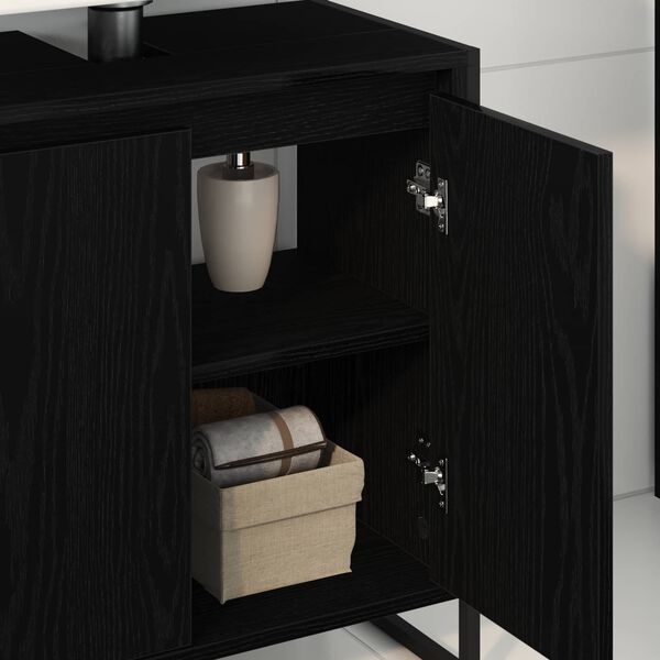 vidaXL Bathroom Cabinet Black Oak 60 x 30 x 60 cm Engineered Wood