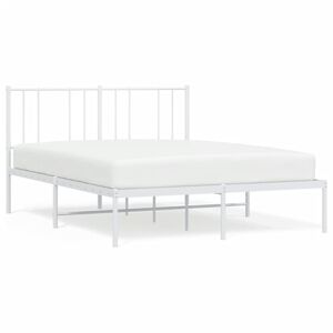 vidaXL Metal Bed Frame without Mattress with Headboard White 140x190cm