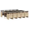 vidaXL 11 Piece Garden Dining Set with Cushions Mix Beige Poly Rattan