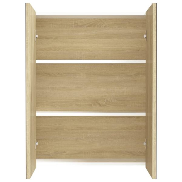 vidaXL Bathroom Mirror Cabinet 60x15x75 cm MDF White and Oak