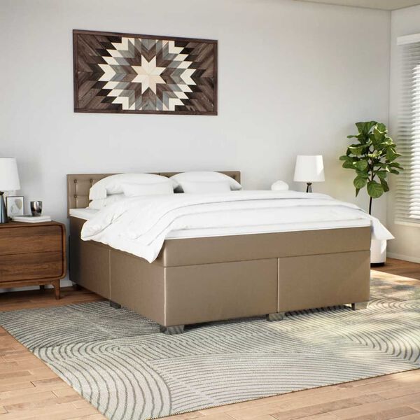 vidaXL Box Spring Bed with Mattress Cappuccino 180x200 cm Faux Leather