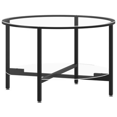 vidaXL Tea Table Black and Transparent 70 cm Tempered Glass