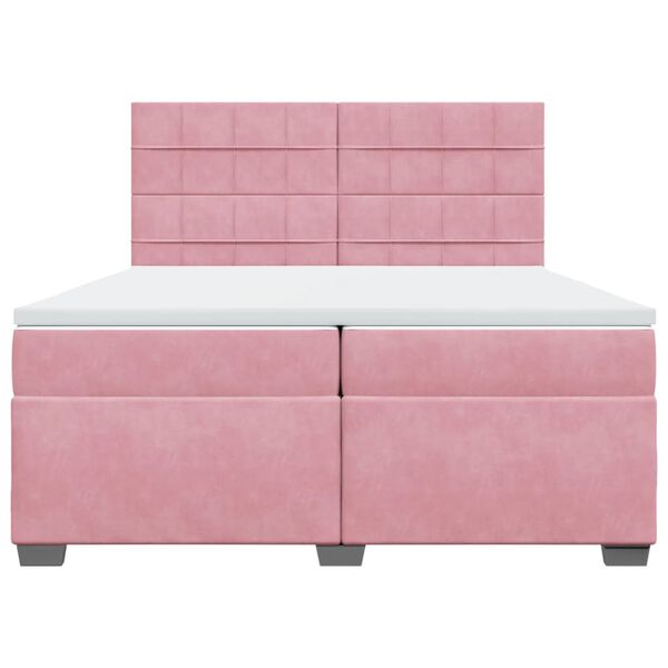 vidaXL Box Spring Bed with Mattress Pink 200x200 cm Velvet