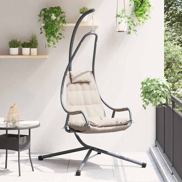 vidaXL Hanging Egg Chair Folding Taupe 94 x 107 x 196.5 cm Steel
