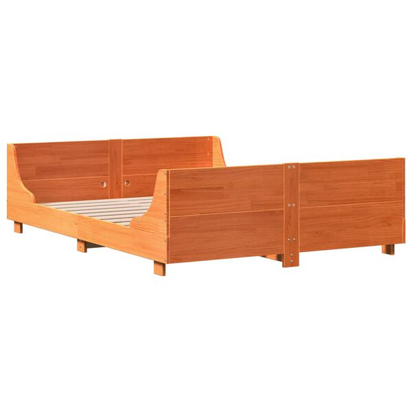 vidaXL Bed Frame without Mattress Wax Brown 150x200 cm King Size Solid Wood Pine