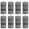 Bolsius Rustic Pillar Candles 8 pcs 100x50 mm Light Grey